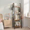 YMYNY 4-Tier Ladder Bookshelf | 125CM Industrial Rustic Brown Shelving Unit