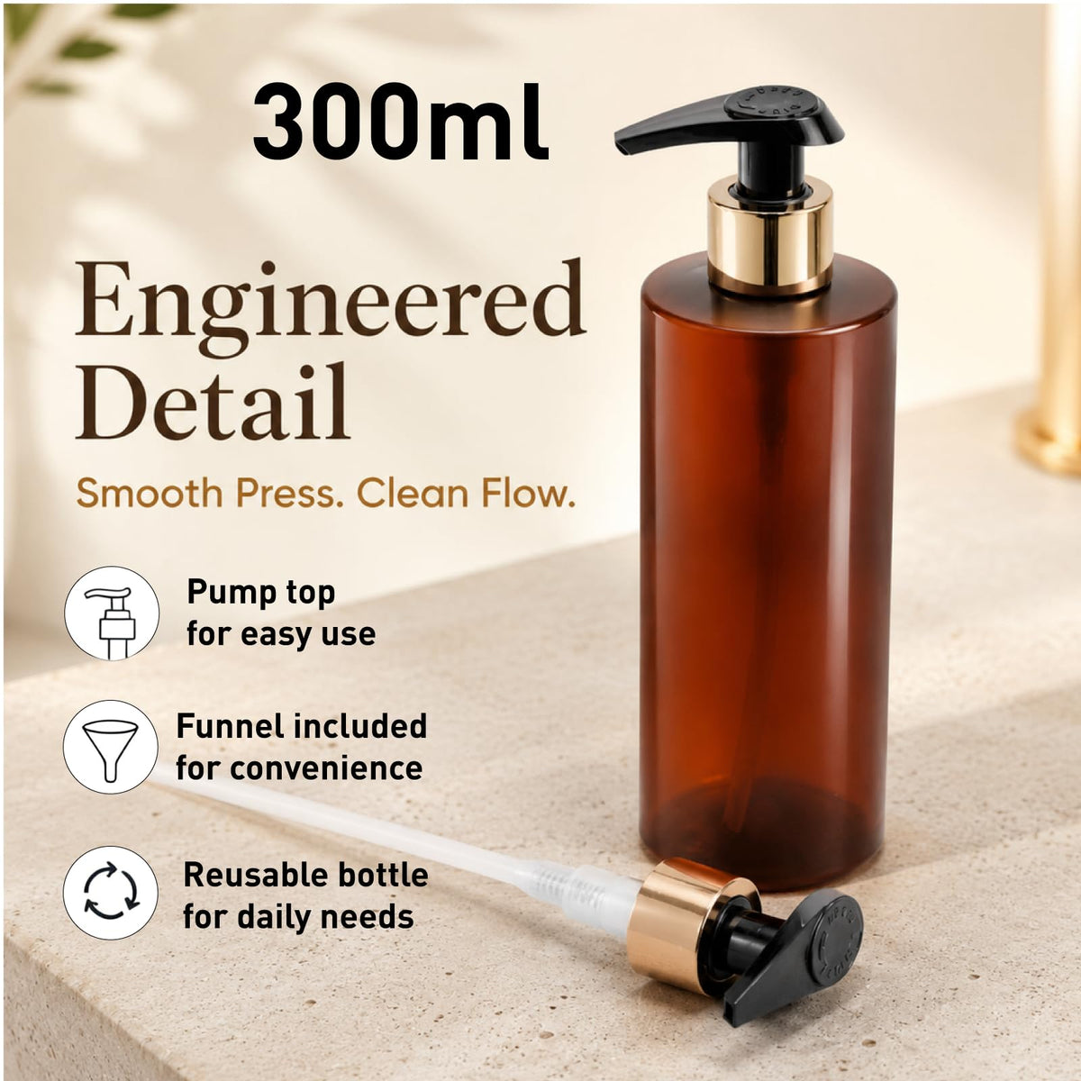 2 Pcs Hand and Dish Soap Dispenser Set, 300 ML Plastic Washing Up Liquid Dispenser Bottles
