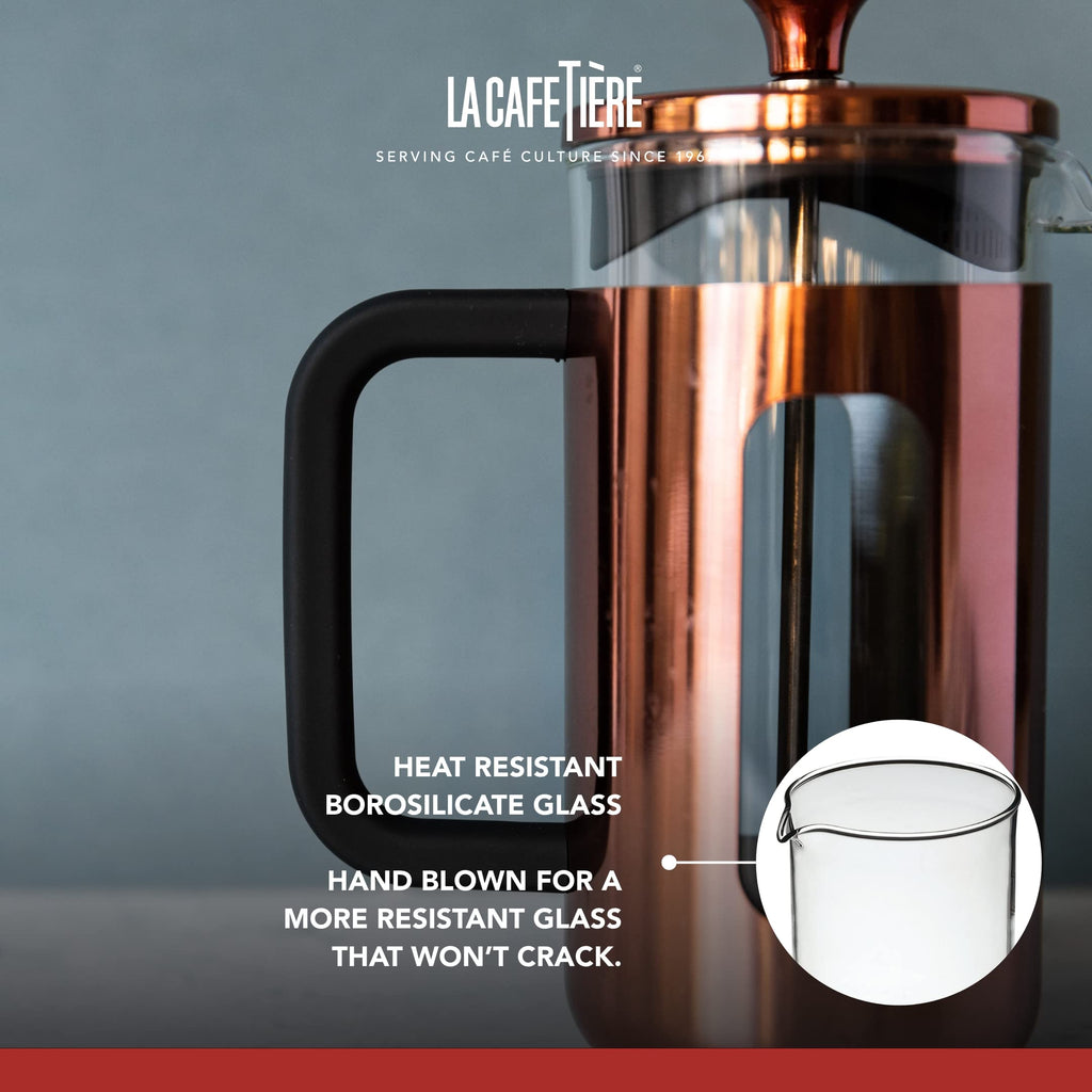 La Cafetière Pisa French Press | 8-Cup Copper Stainless Steel Cafetière