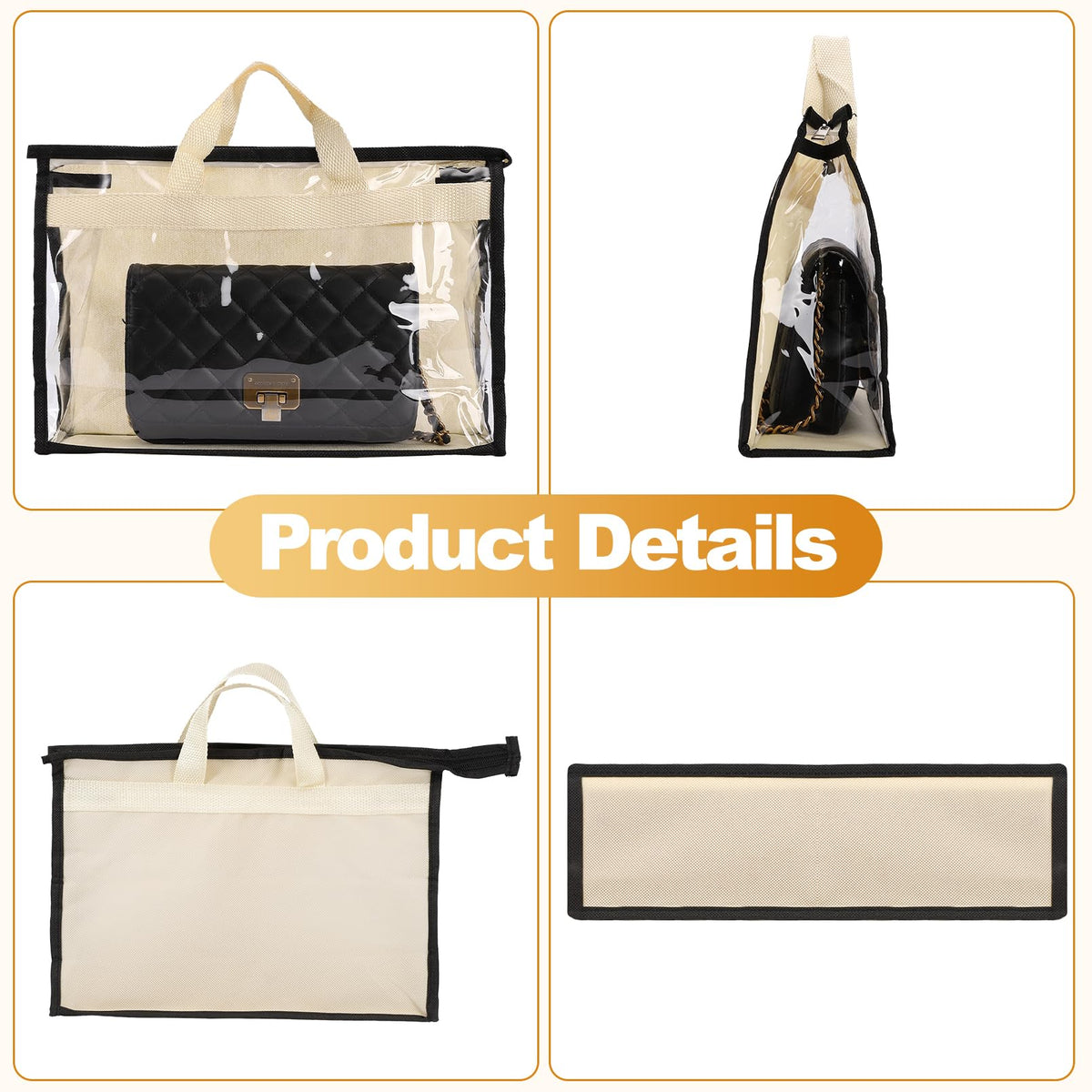 Incisite 5 Pack Dust Bags for Handbags, Large, Beige - image 3