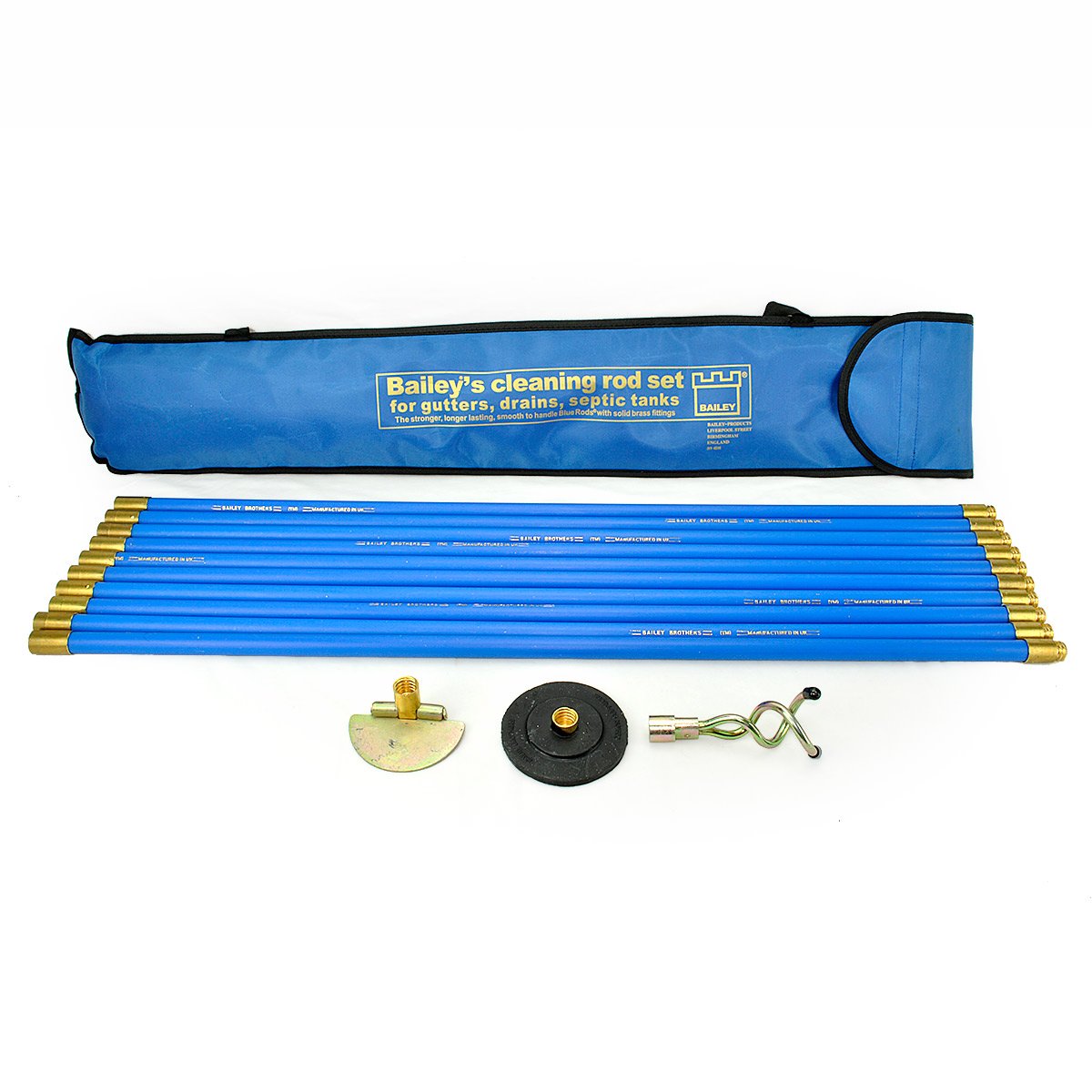 Bailey 5431 Universal Drain Rod Set with Carry Bag - 30ft Blue Rods