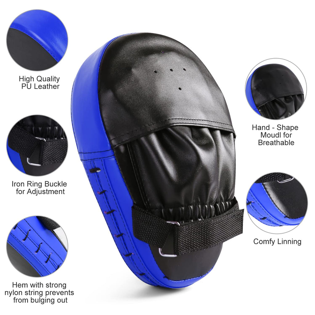 Odoland Boxing Mitts and Kick Pad Set | PU Leather Focus Pads - Blue