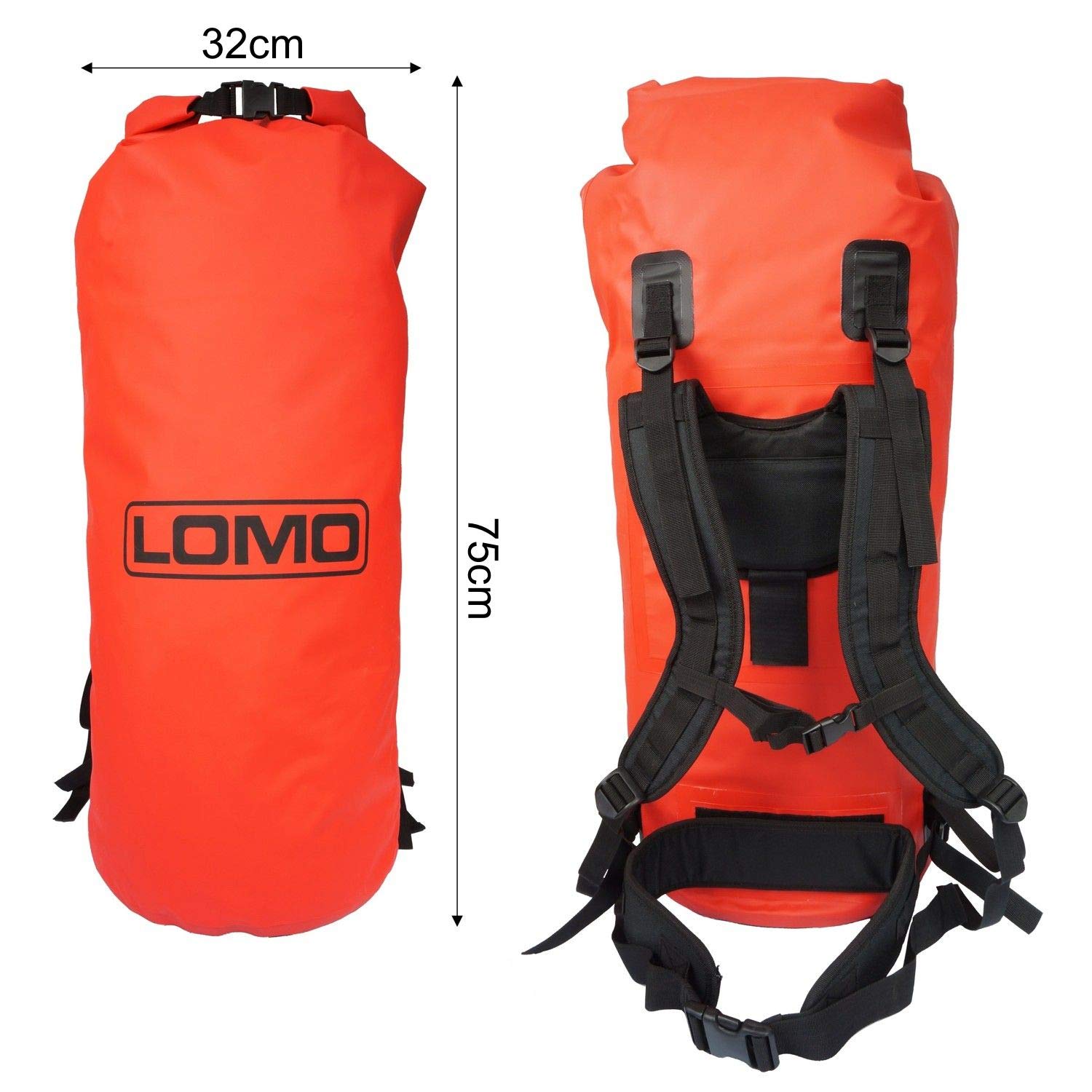 60L Waterproof Dry Bag – Large Roll Top Hiking Rucksack Red