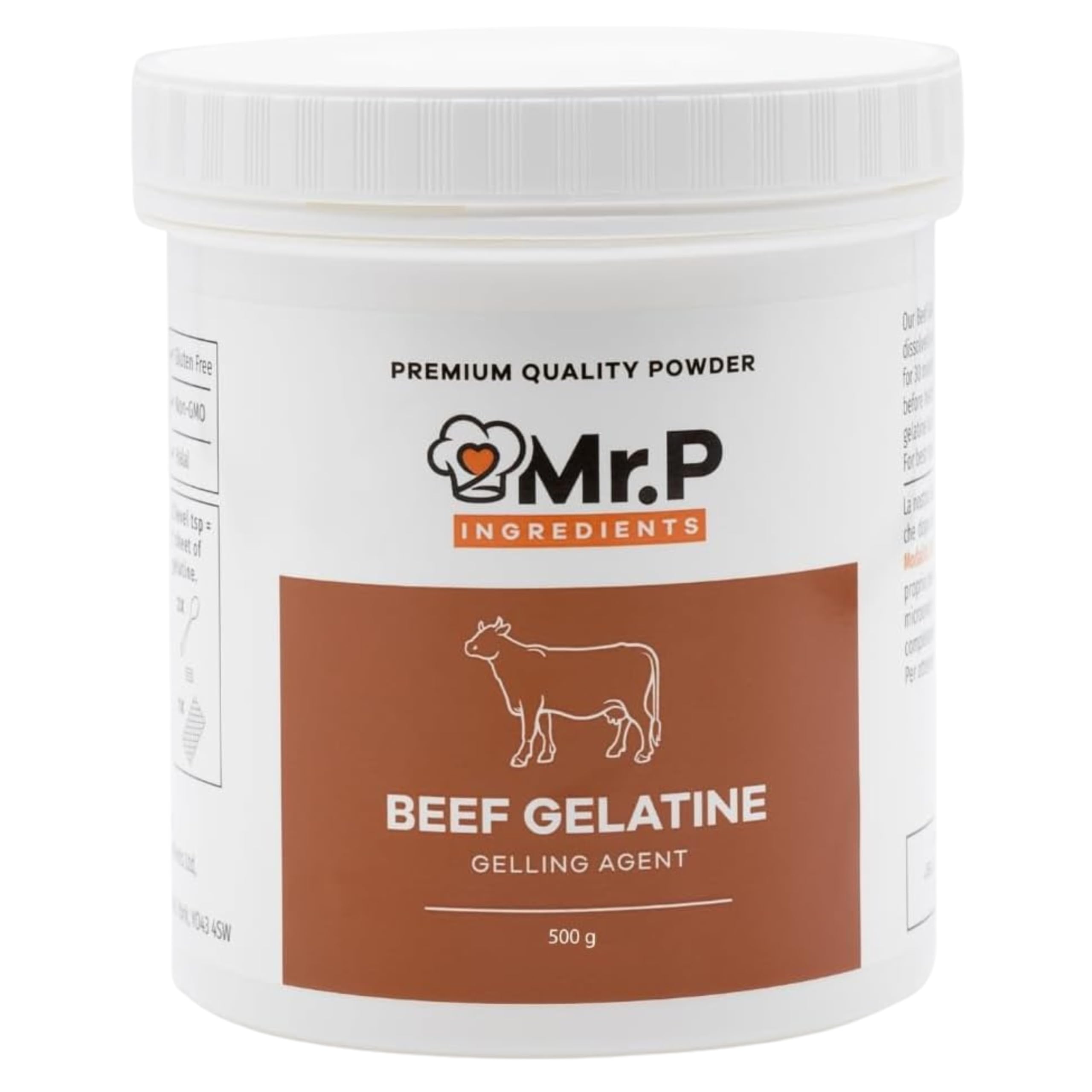 Mr.P Ingredients Beef Gelatine Powder - 500g 250 Bloom Halal