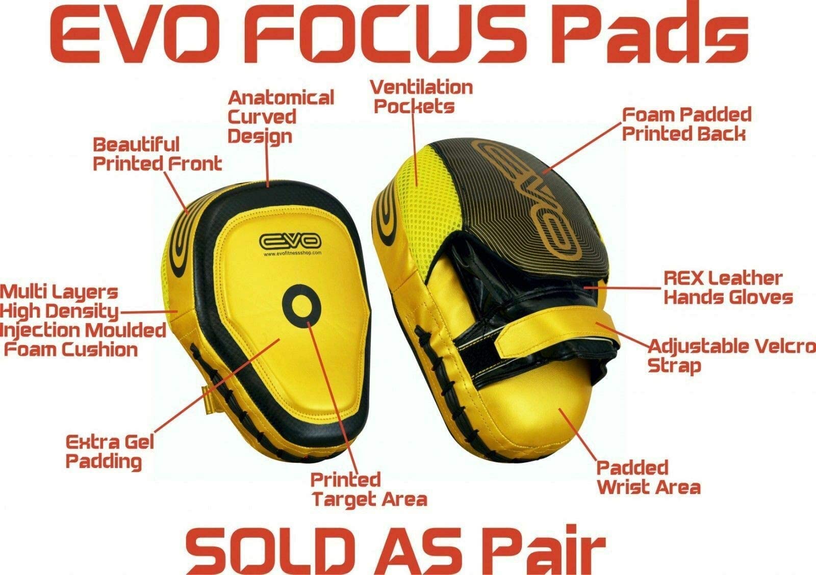 EVO Fitness Matte Boxing Gloves and Focus Pads Set - Maya Nubuck Leather
