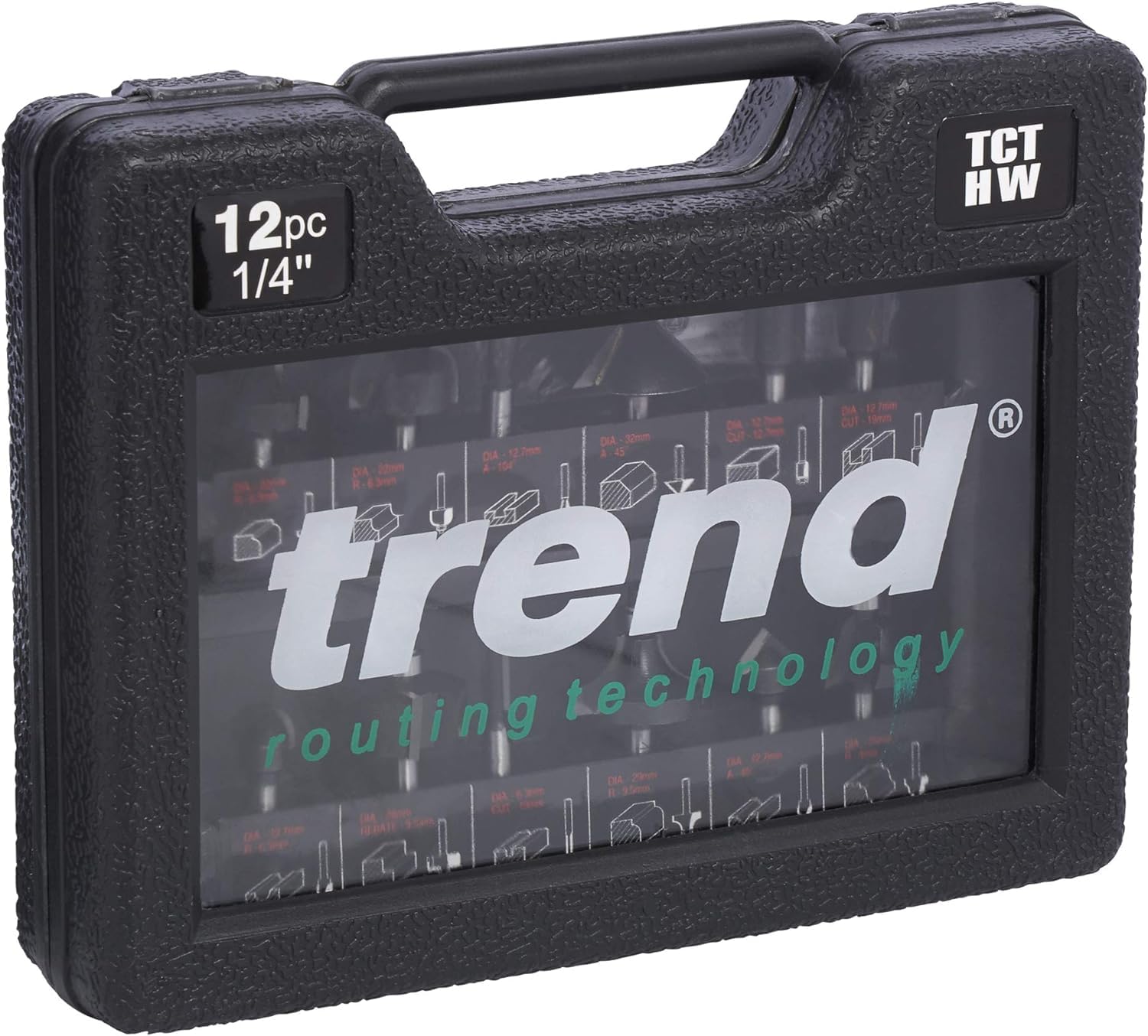 Trend 12-Piece Router Cutter Starter Set | 1/4 Inch Shank Carbide Bits