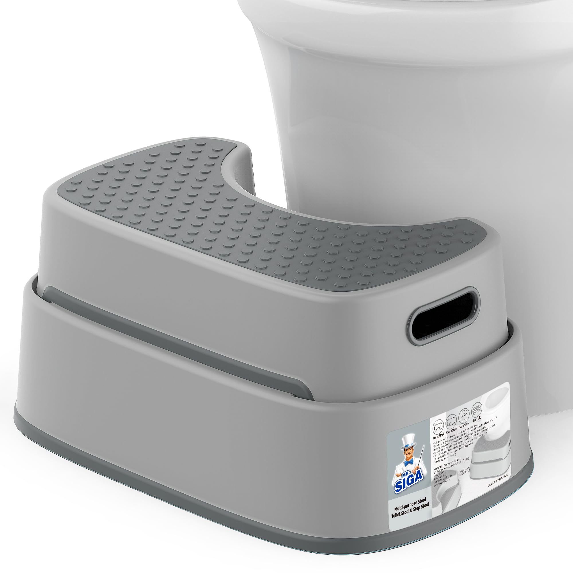 MR.SIGA Toilet Stool – Heavy Duty Anti-Slip Squatty Potty for Adults & Kids