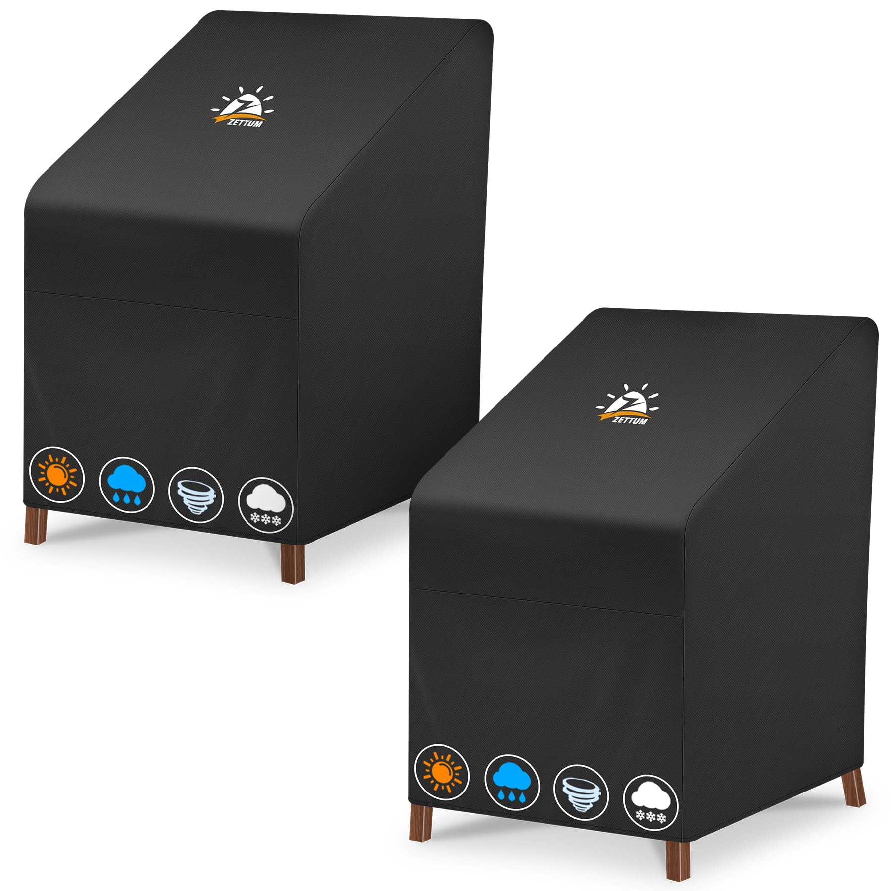 Zettum 2-Pack Waterproof Stacking Garden Chair Covers | 600D Heavy Duty