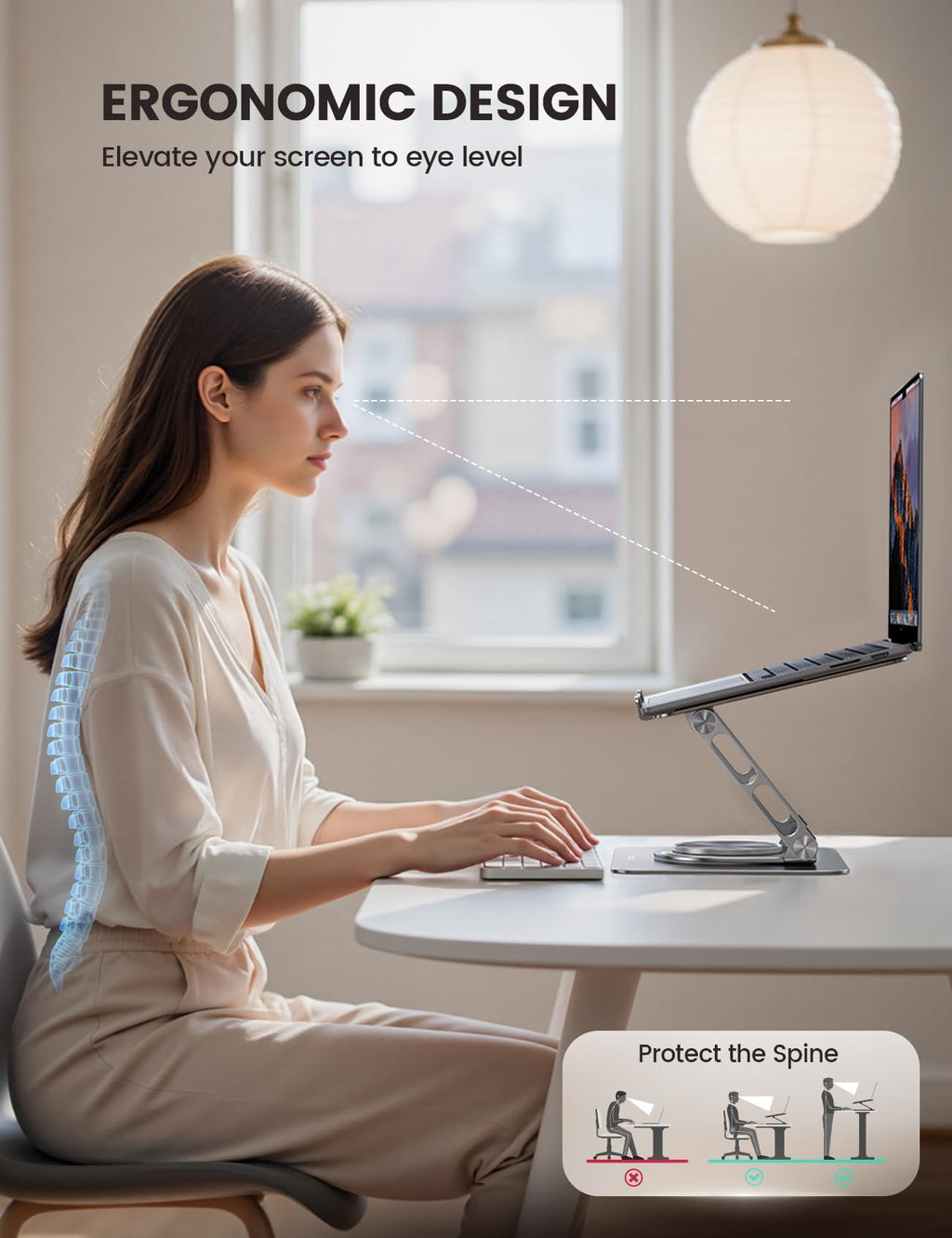 Lamicall Laptop Stand Desk, Laptop Riser - 360° Rotatable Foldable Aluminum Notebook Holder - image 3
