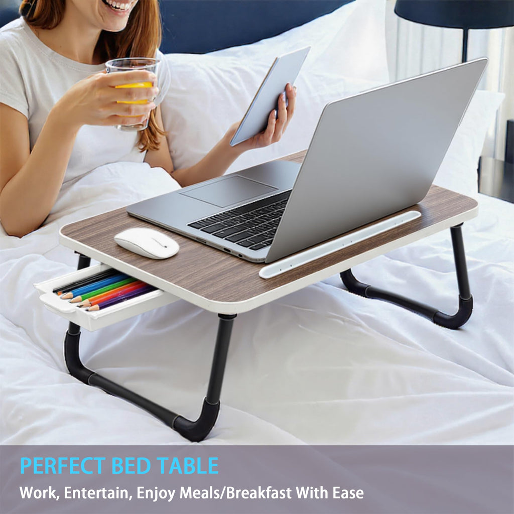 Small Lap Desk，Laptop Bed Desk 48 x30 cm for Breakfast in Bed, Work and Study, Home Office, Laptop Stand for Sofa、Couch、Bed, Small Brown 48x30