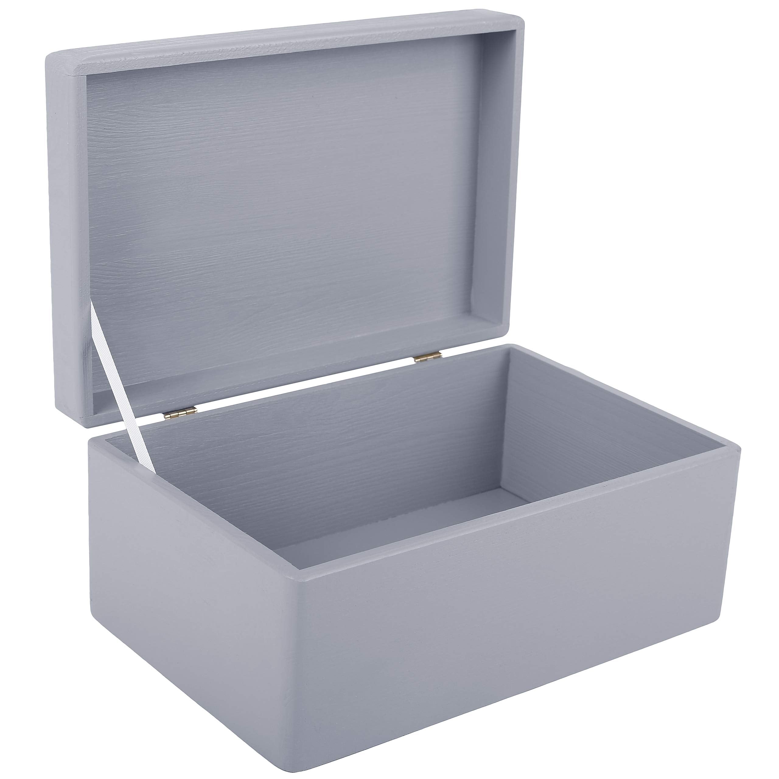 Creative Deco Large Grey Wooden Storage Box with Lid – 30x20x14cm