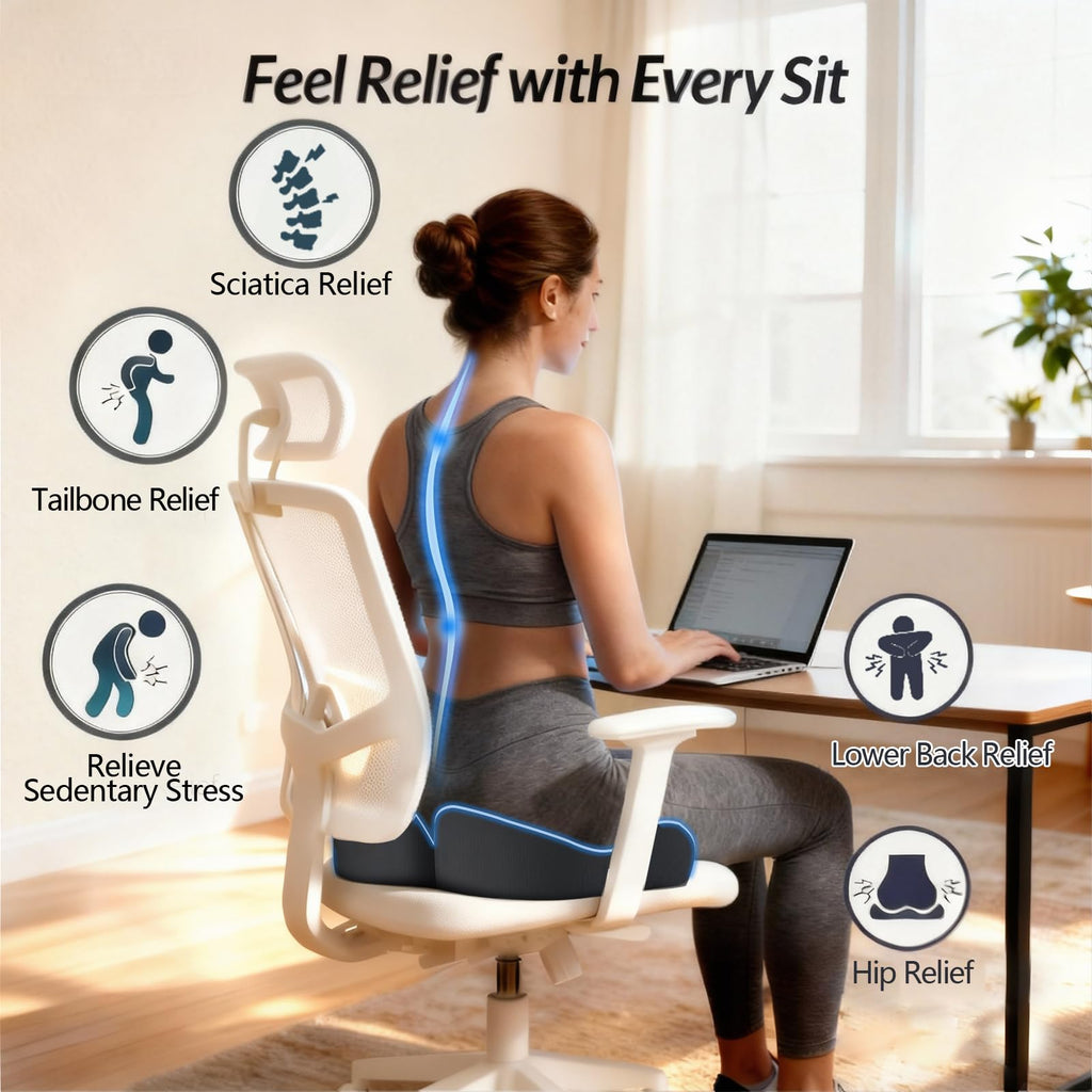 Geebymol Memory Foam Seat Cushion, Office Chair Cushion, Large & Non-Slip - image 3