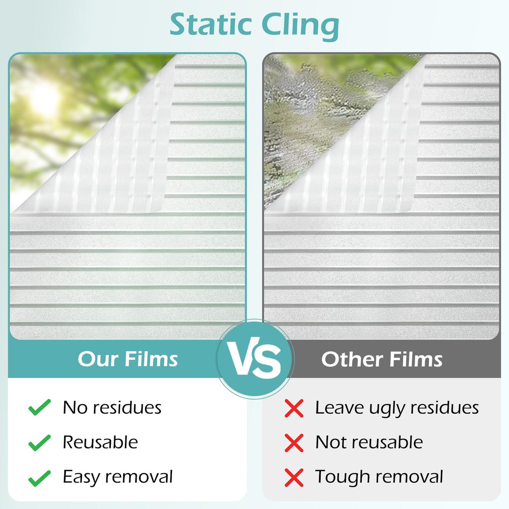 DOWELL Frosted Stripe Privacy Window Film – Static Cling Vinyl 60x400cm