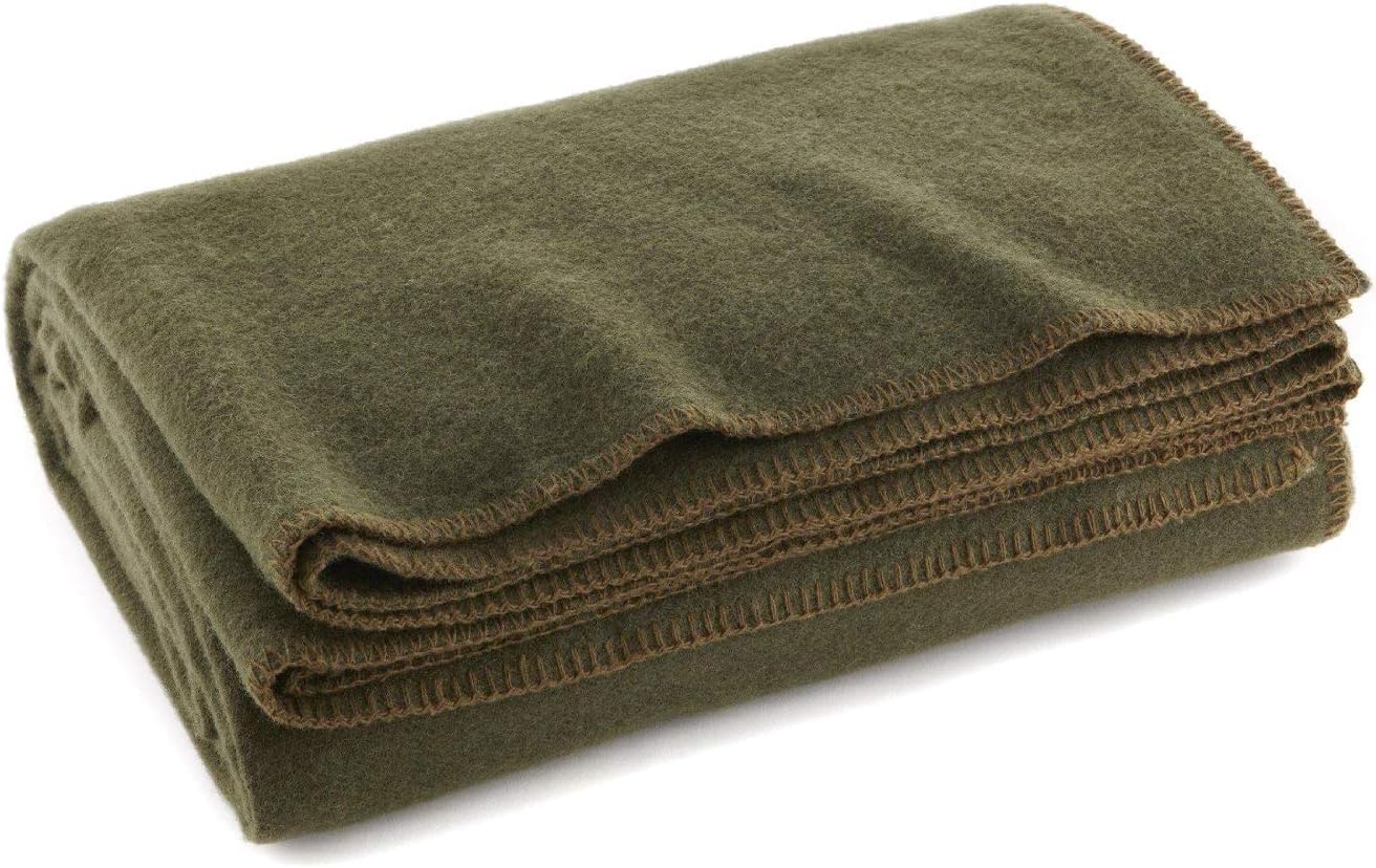 EverOne Wool Military Blanket – Olive Drab Fire Retardant 66" x 90"