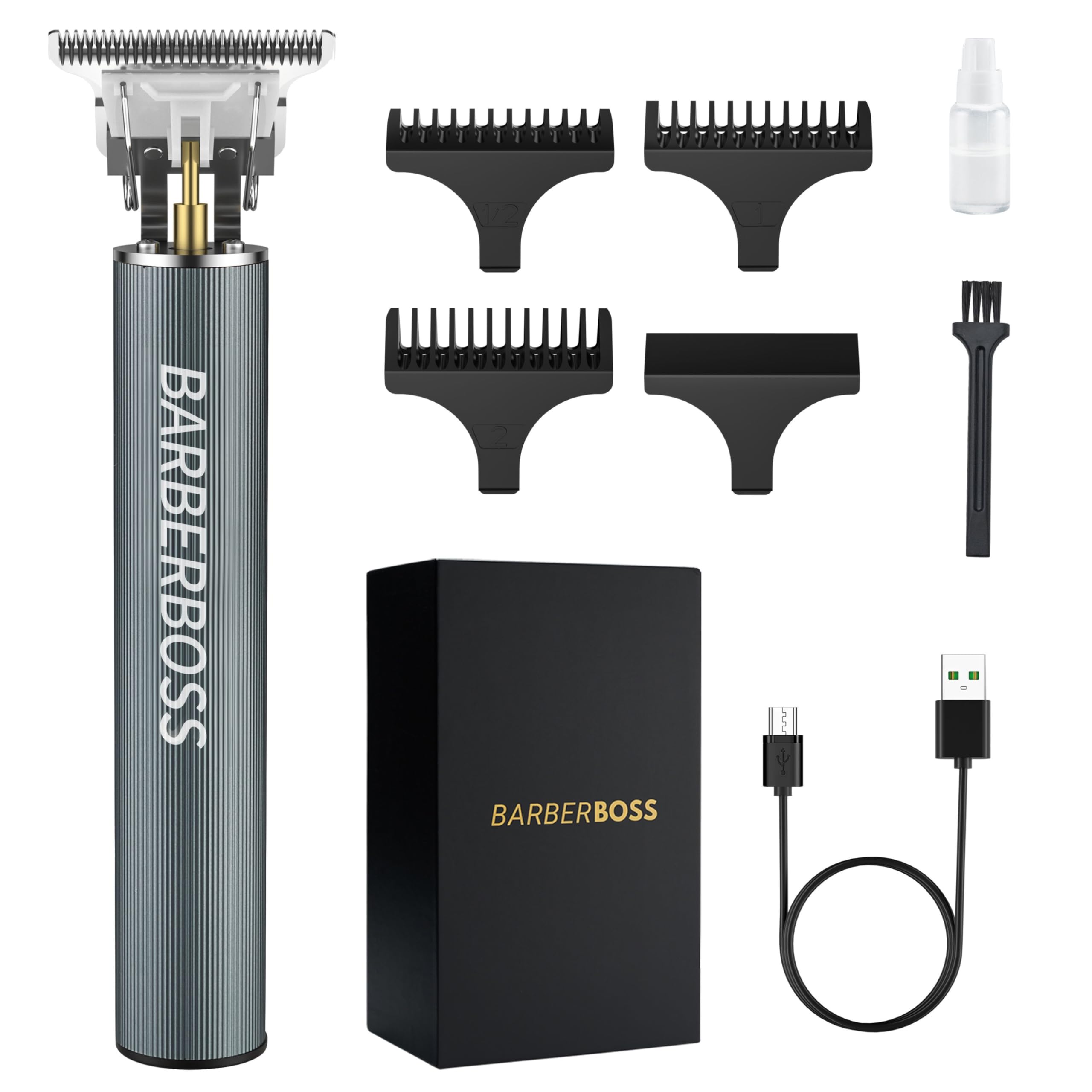 Barberboss Cordless Beard Trimmer & Hair Clippers | T-Blade Detailer QR-2067