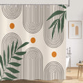 Hnmdmyi Boho Shower Curtain | Mid Century Abstract Green Leaf | 71x71 in