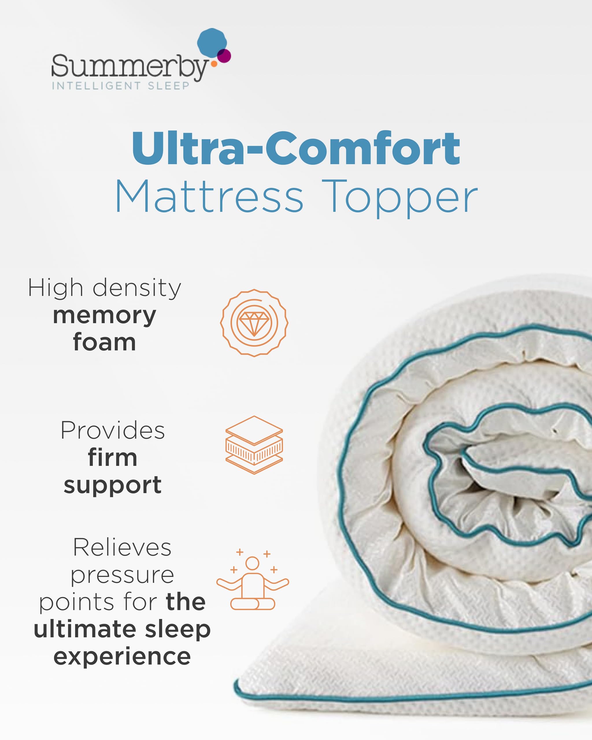 Summerby Sleep Double Memory Foam Mattress Topper - 135 x 190cm