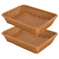 RT&BS 2Pcs Large Wicker Bread Basket Rectangular, Wicker Fruit Basket, Display Baskets for Vegetable, Imitation Rattan Tray - image 1