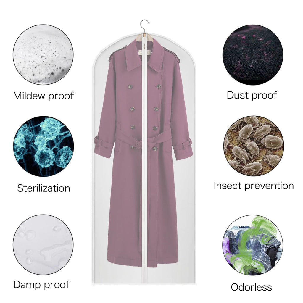 Univivi 60" Hanging Garment Bags - Set of 20 Clear PEVA Suit Covers