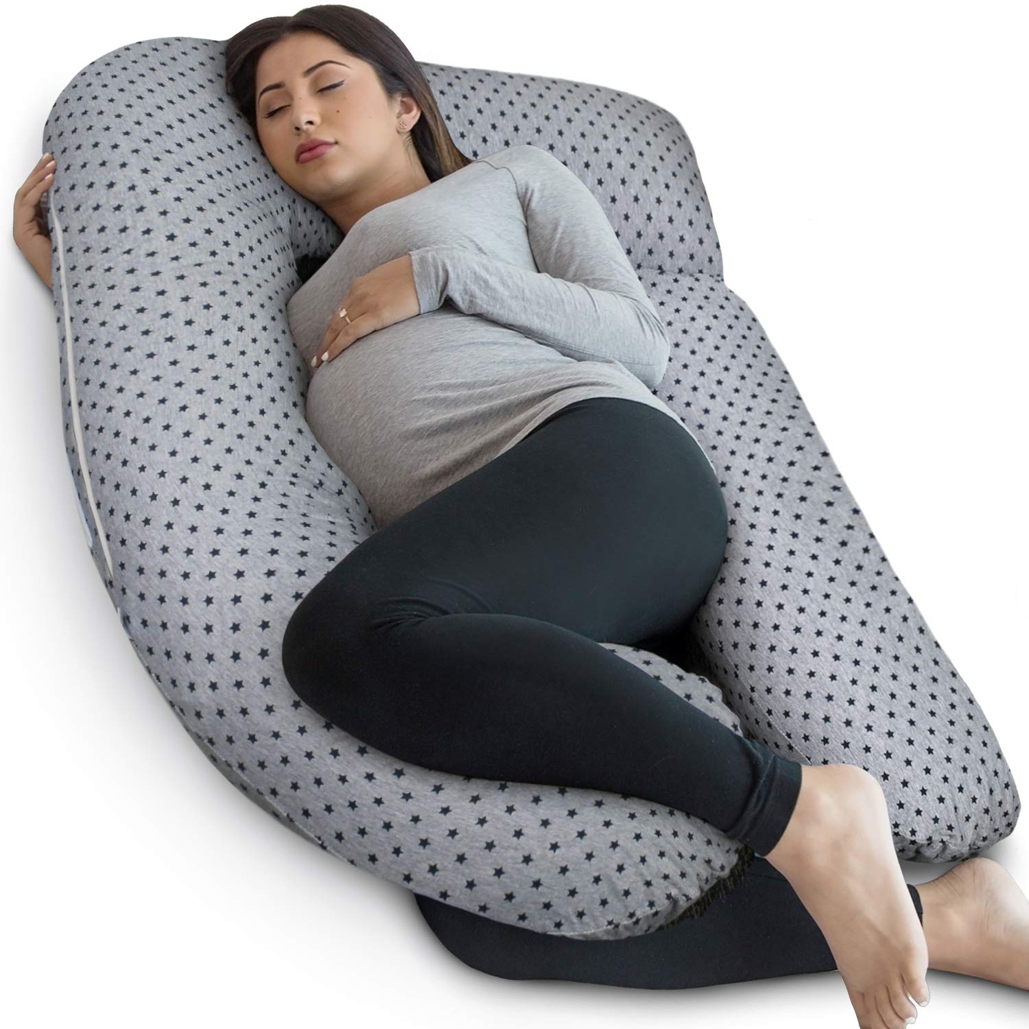 PharMeDoc U-Shaped Pregnancy Pillow | Full Body Support Jersey Cover