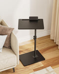 HEYZOEY C-Shaped Side Table Adjustable, 360° Swivel Sofa End Table, 40x30x45-83cm, Small Coffee Table, Bedside Table for Living Room, Bedroom Black