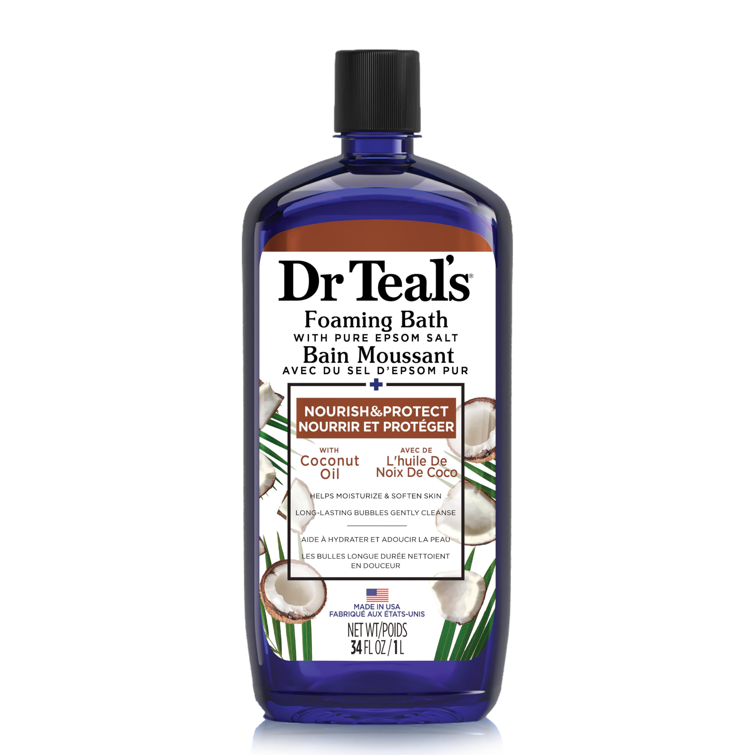 Dr Teal's Foaming Bath with Pure Epsom Salt and Coconut Oil – 1L