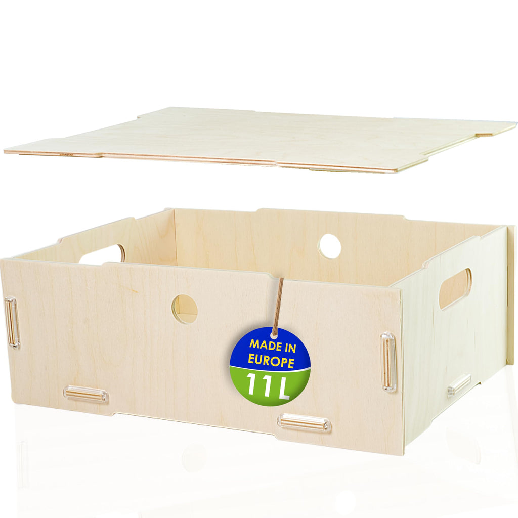 clipfritz - Wooden Storage Box with Lid 39 x 29 x 14 cm - Rustic Birch - Stackable, Portable, Organiser Box for Children's Room - image 1