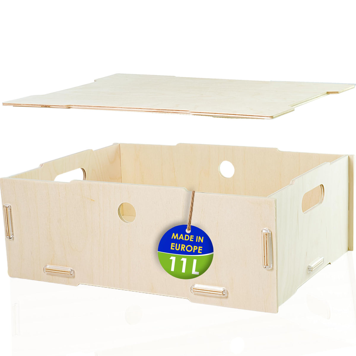 clipfritz - Wooden Storage Box with Lid 39 x 29 x 14 cm - Rustic Birch - Stackable, Portable, Organiser Box for Children's Room - image 1
