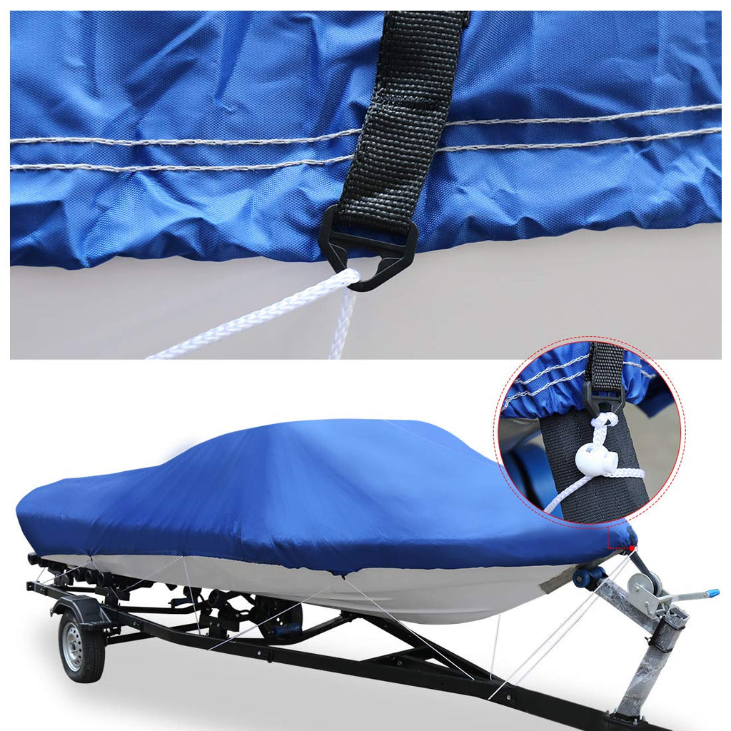 14-16ft Trailerable Boat Cover – Waterproof 210D V-Hull Blue