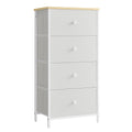 SONGMICS 4-Drawer Storage Unit – Tall Slim Fabric Dresser, White & Oak