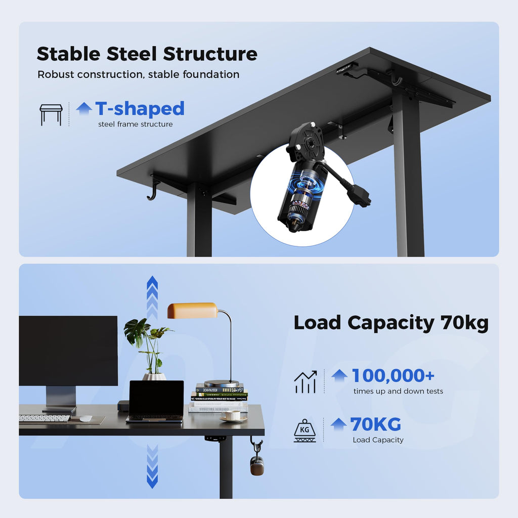 Agilestic Electric Standing Desk, 2 Memory Buttons, 130x60cm - image 3