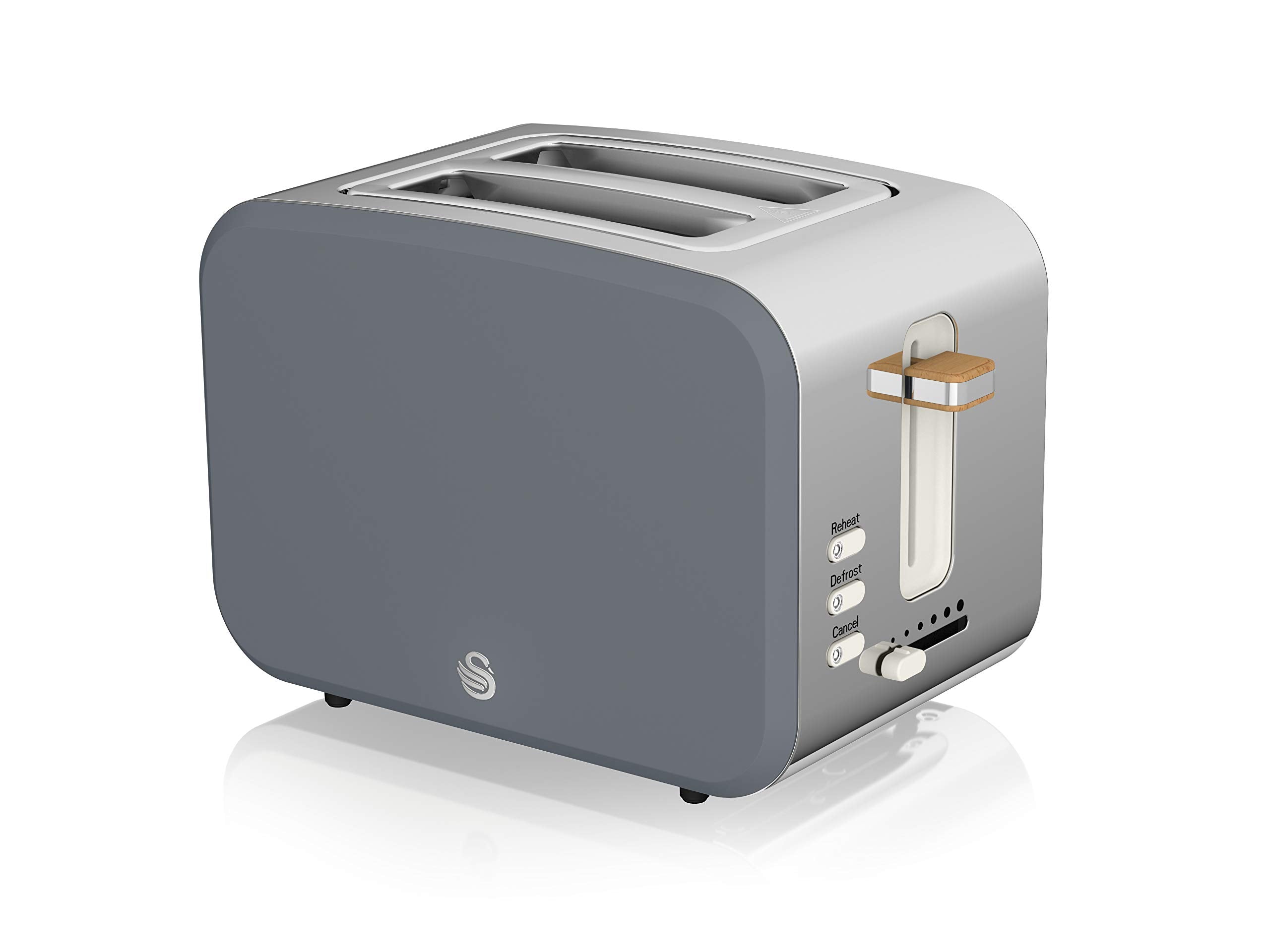 Swan Nordic 2-Slice Toaster – 900W Grey Kitchen Appliance with Defrost