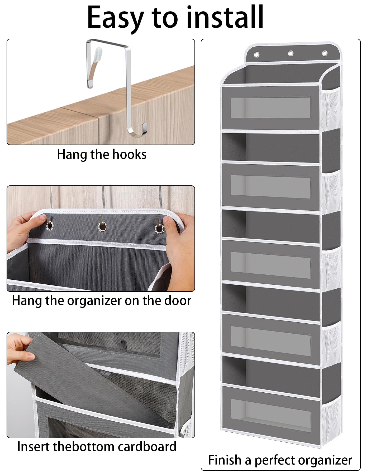 KYEVIS Over The Door Organizer 2 Pack – 5 Shelf Nursery Storage, Gray