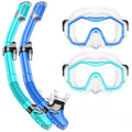 Lealinga 2-Pack Snorkel Set | Anti-Fog Panoramic Mask & Dry Top Snorkel