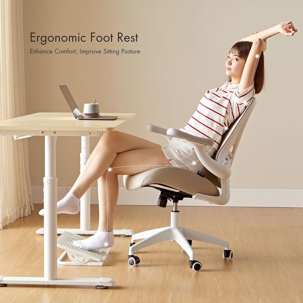 EUREKA ERGONOMIC Adjustable Footrest with Massage Surface, Office Desk Footstool for Office and Home, Light Grey - image 3