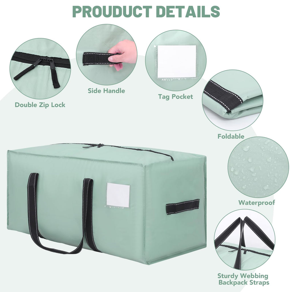 Dntorx 6 Pack 90L Moving Bags with Zips, Heavy Duty, Green - image 3