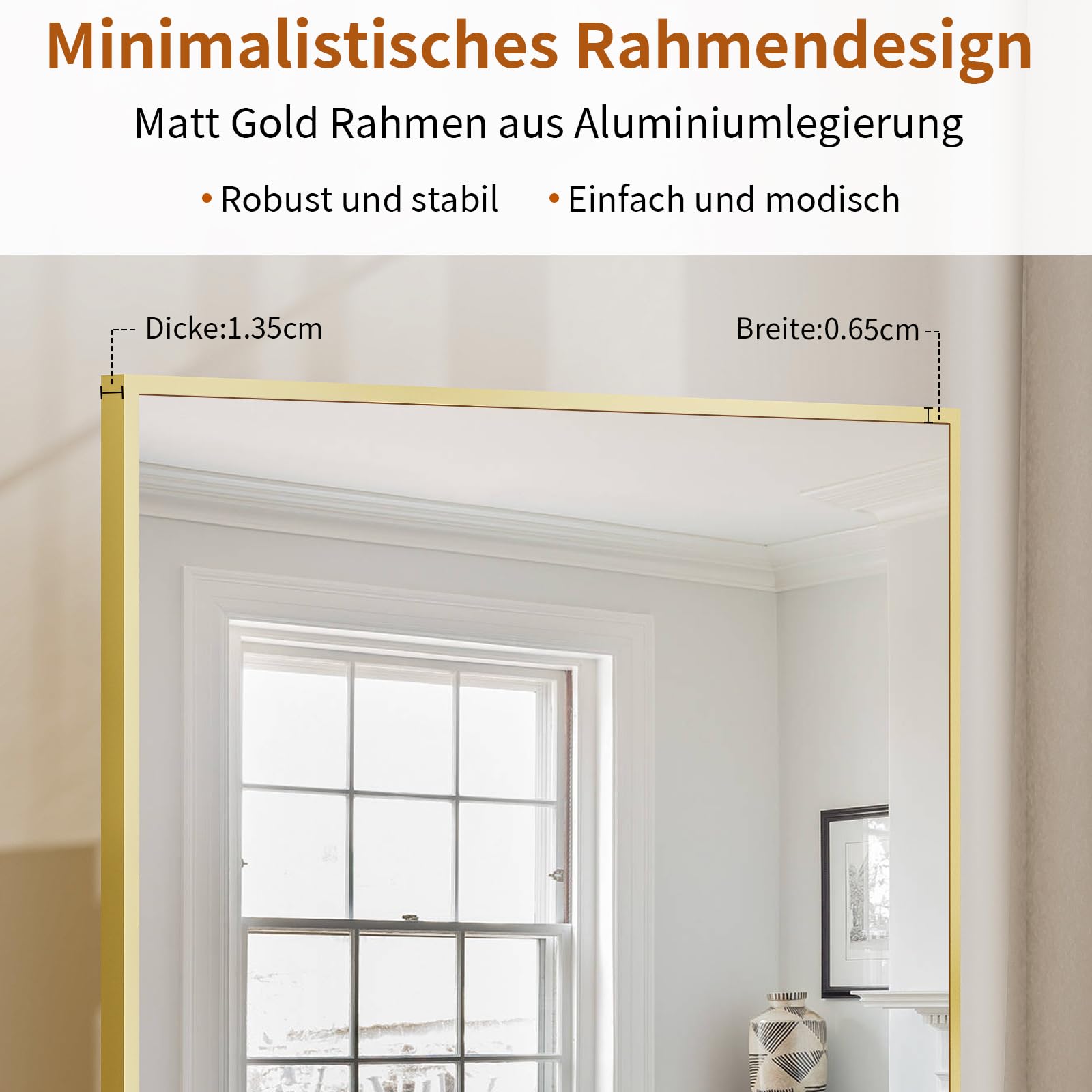 Koonmi Full Length Floor Mirror | 60x165cm Aluminum Frame Wall Mirror