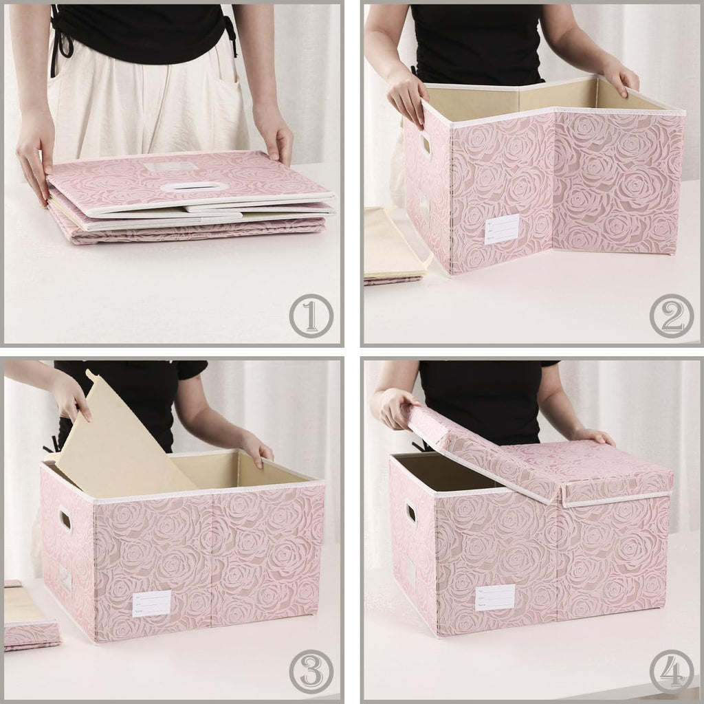 Prandom Storage Boxes with Lids Large.Rose Pattern Fabric Decorative Storage Box, Really Useful Box,Clothing Storage,Cubes - image 4
