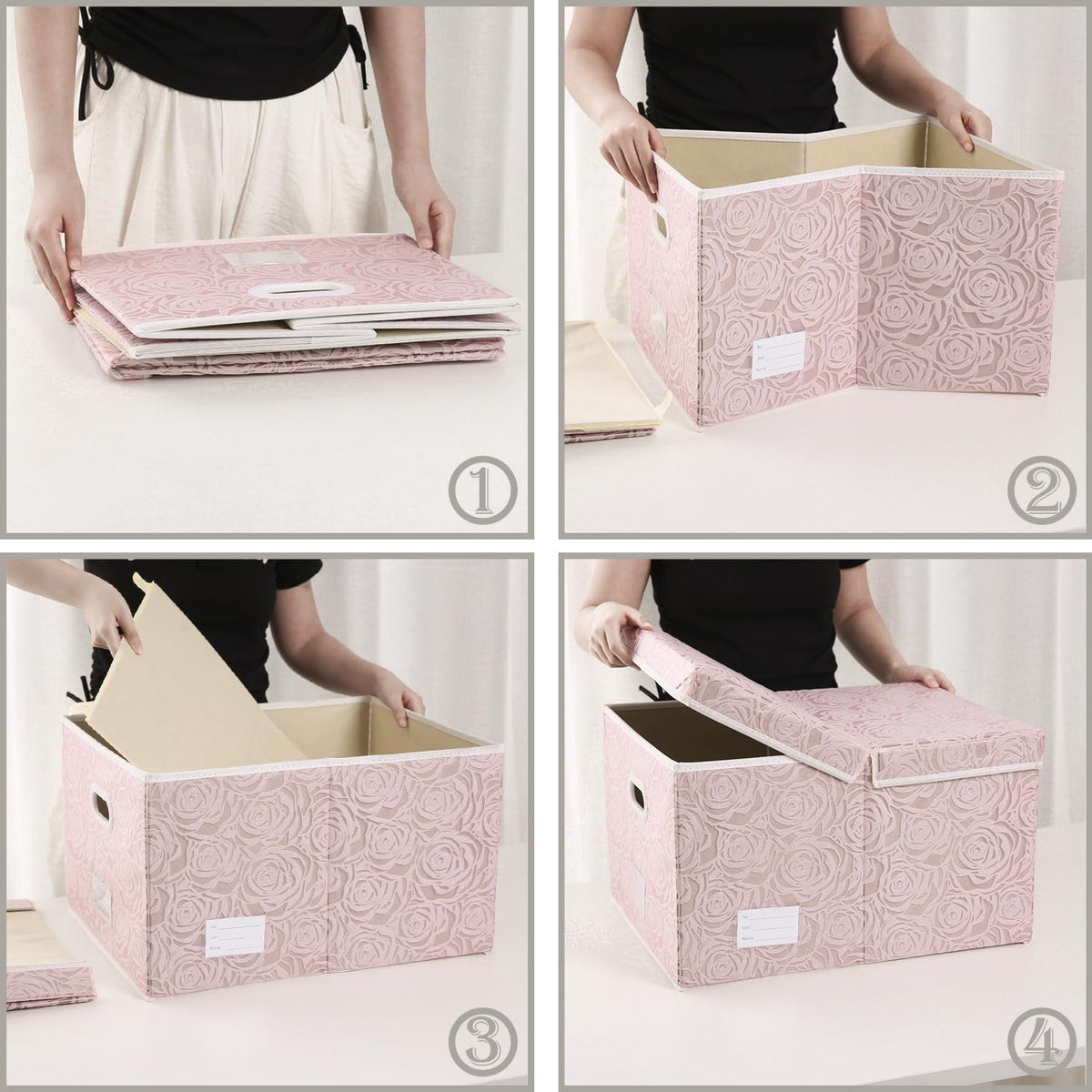 Prandom Storage Boxes with Lids Large.Rose Pattern Fabric Decorative Storage Box, Really Useful Box,Clothing Storage,Cubes - image 4