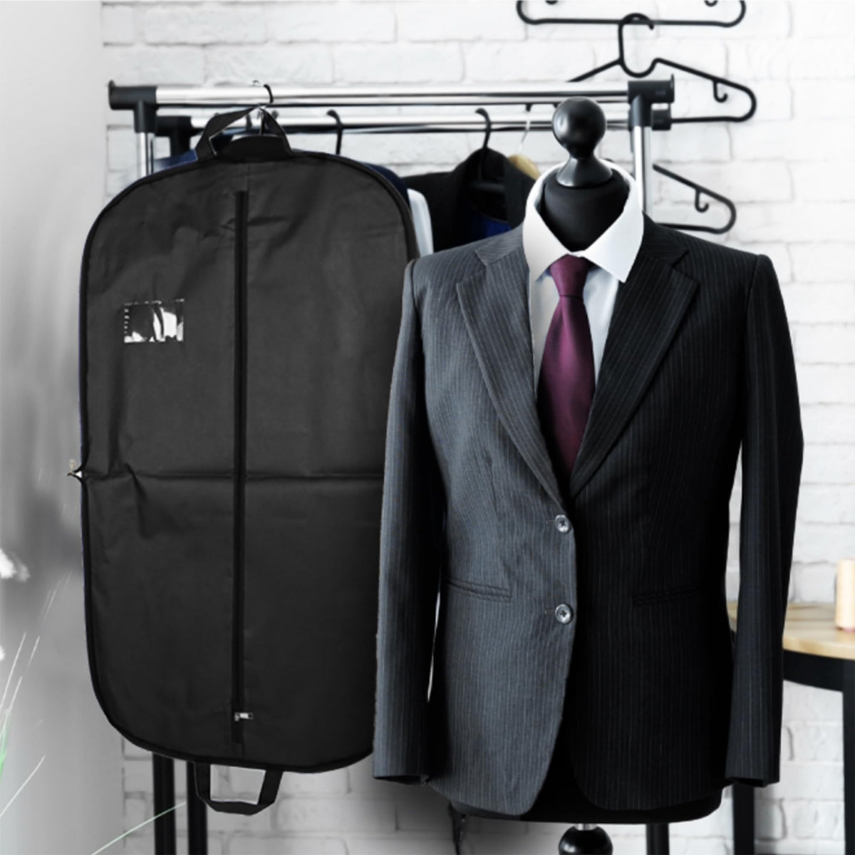 Hoesh UK - Black 44" Waterproof Mens Suit Garment Protection Carrier - clothes bags, suit bag for men, travel garment bags, suit covers - image 4
