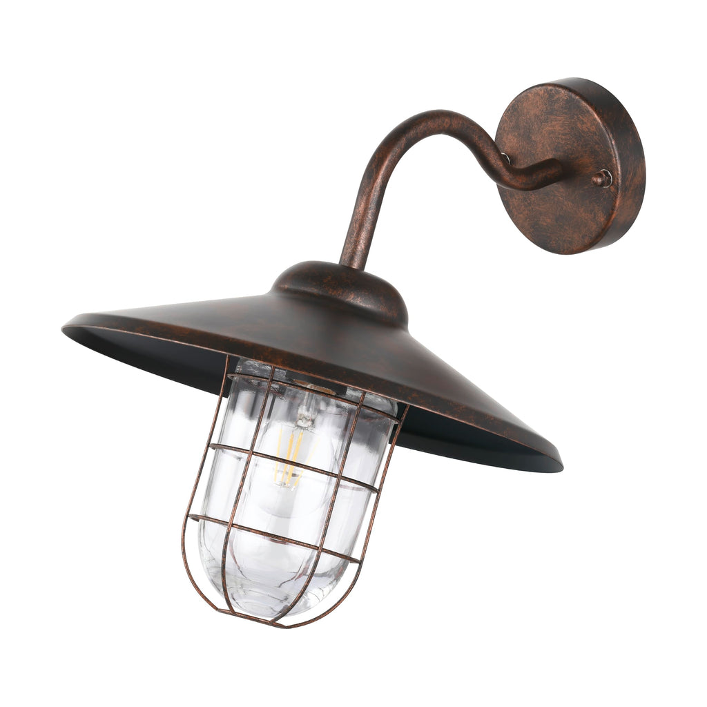 Eglo Melogoa Outdoor Wall Light | Antique Copper Vintage Porch Lantern
