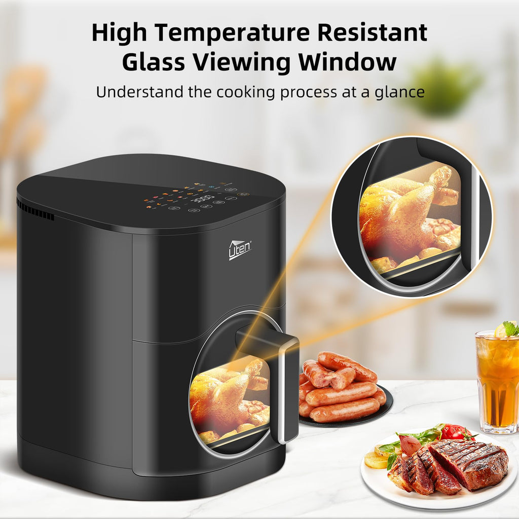 Uten Dual Blaze Air Fryer 5.5L | 14-in-1 Smart Cooker with Visual Window