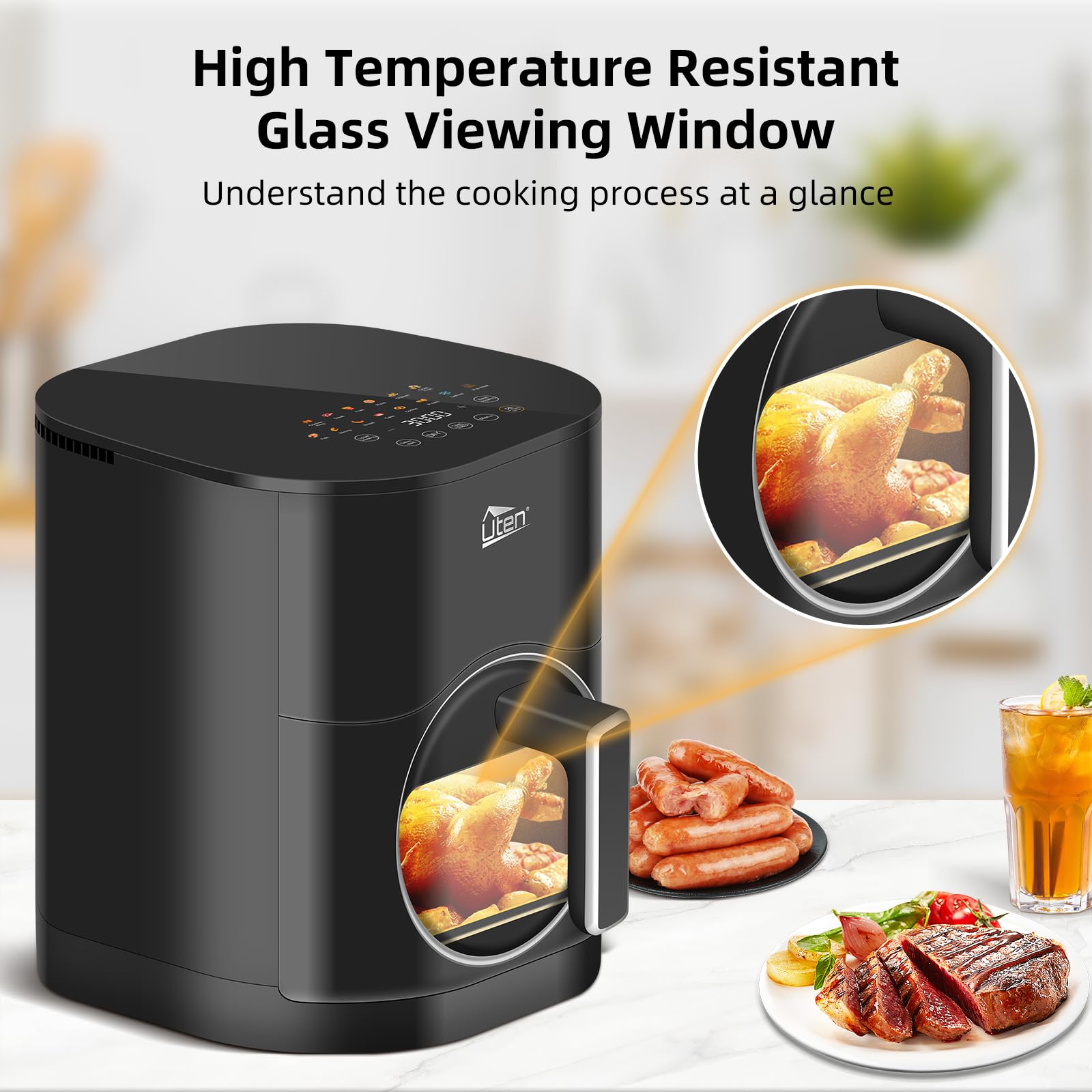 Uten Dual Blaze Air Fryer 5.5L | 14-in-1 Smart Cooker with Visual Window