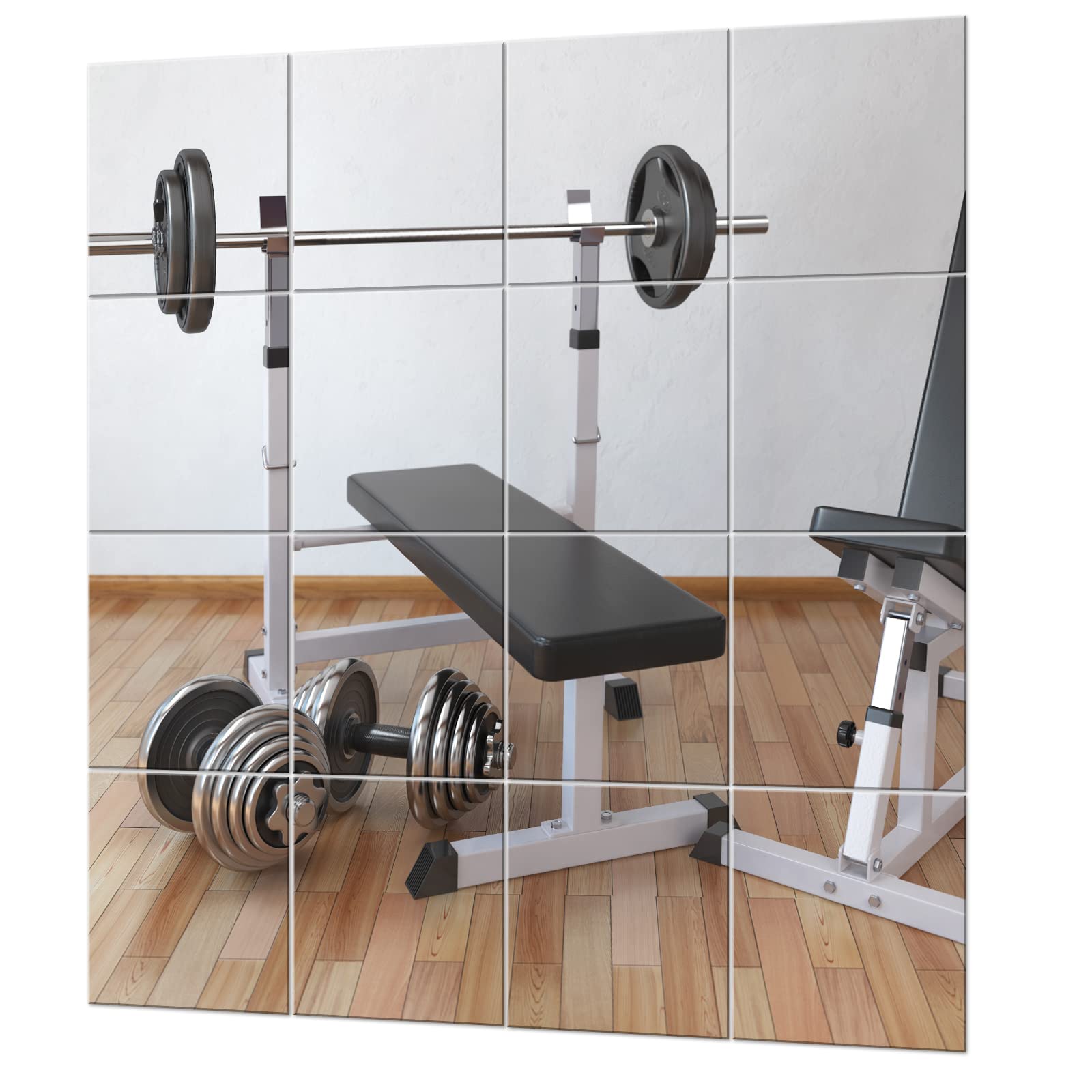 EVENLIVE Gym Mirrors for Home Gym | 16PCS Glass Mirror Tiles, 12x12 Inch