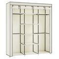 Songmics Fabric Wardrobe – Foldable Closet with 2 Clothes Rails, Beige