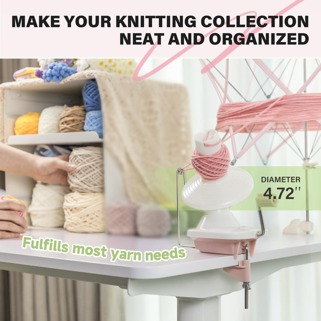 INMAKER Yarn Winder and Swift Combo | Pink ABS Plastic Crochet Tool