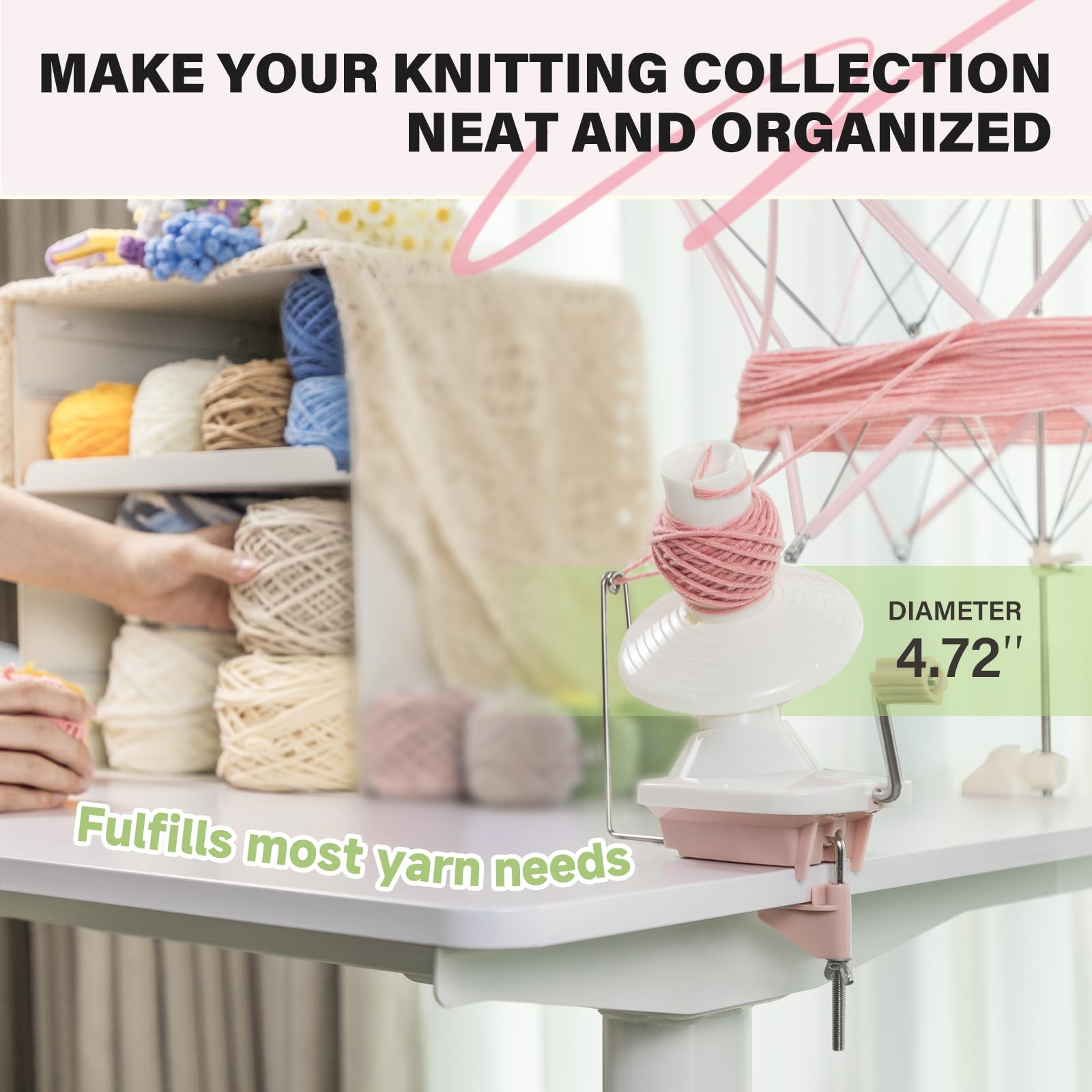 INMAKER Yarn Winder and Swift Combo | Pink ABS Plastic Crochet Tool