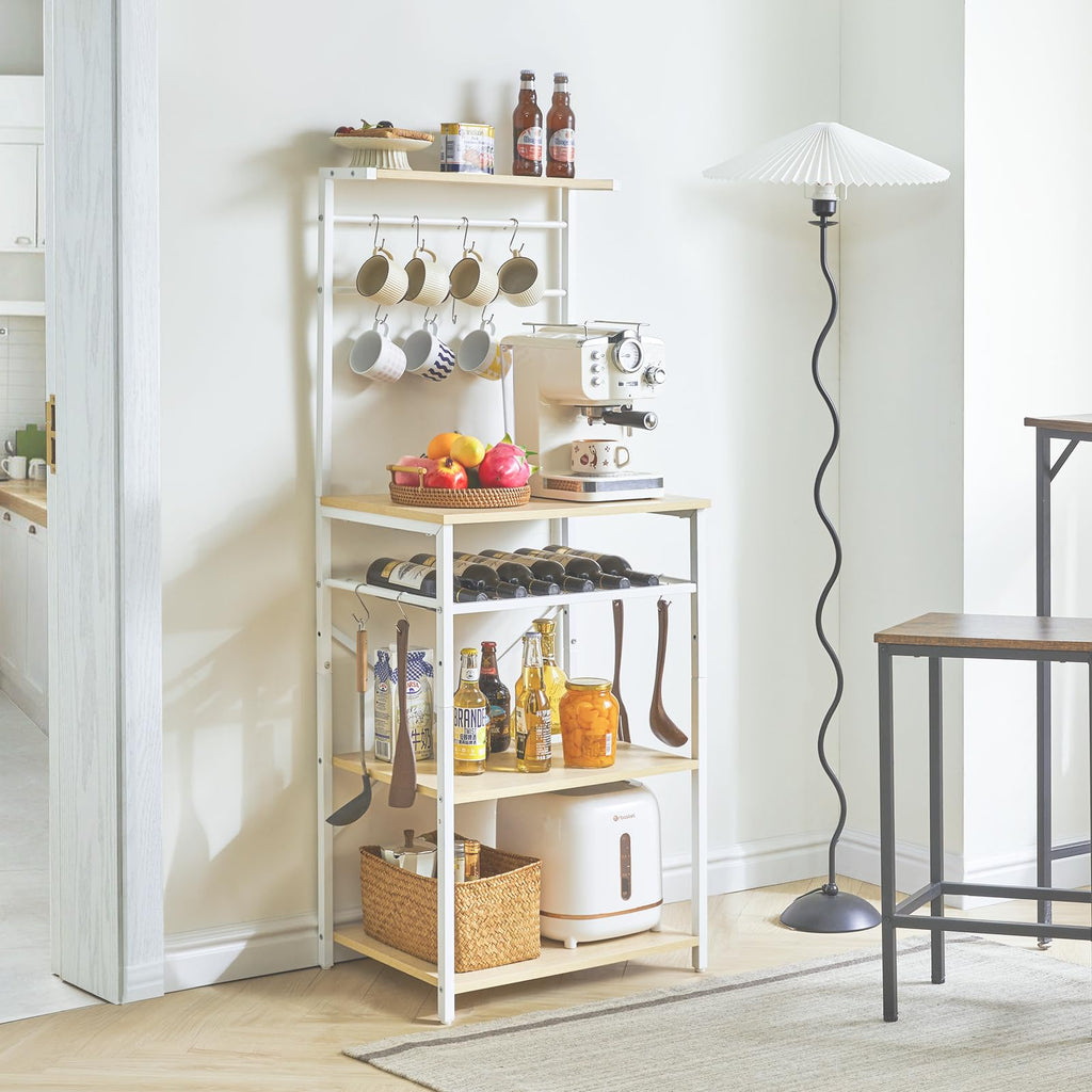 YMYNY Industrial Kitchen Baker's Rack – 4-Tier Microwave Stand & Coffee Bar