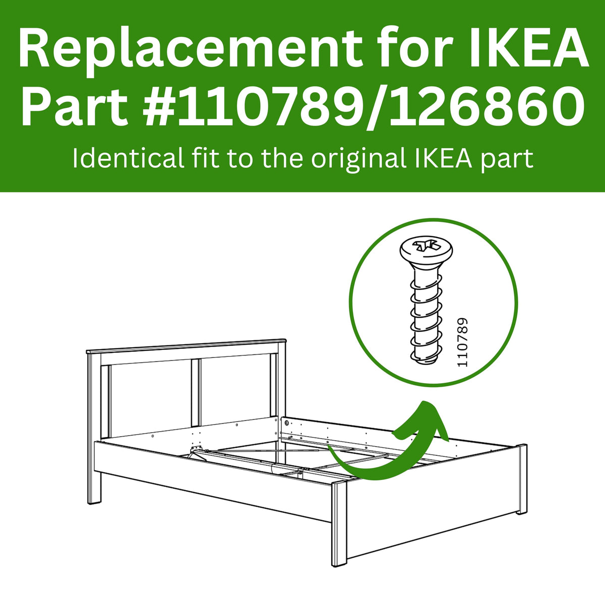 Spare Hardware Parts Bed Frame Screw Replacement for IKEA Part #110789/126860 Pack of 10 - image 2