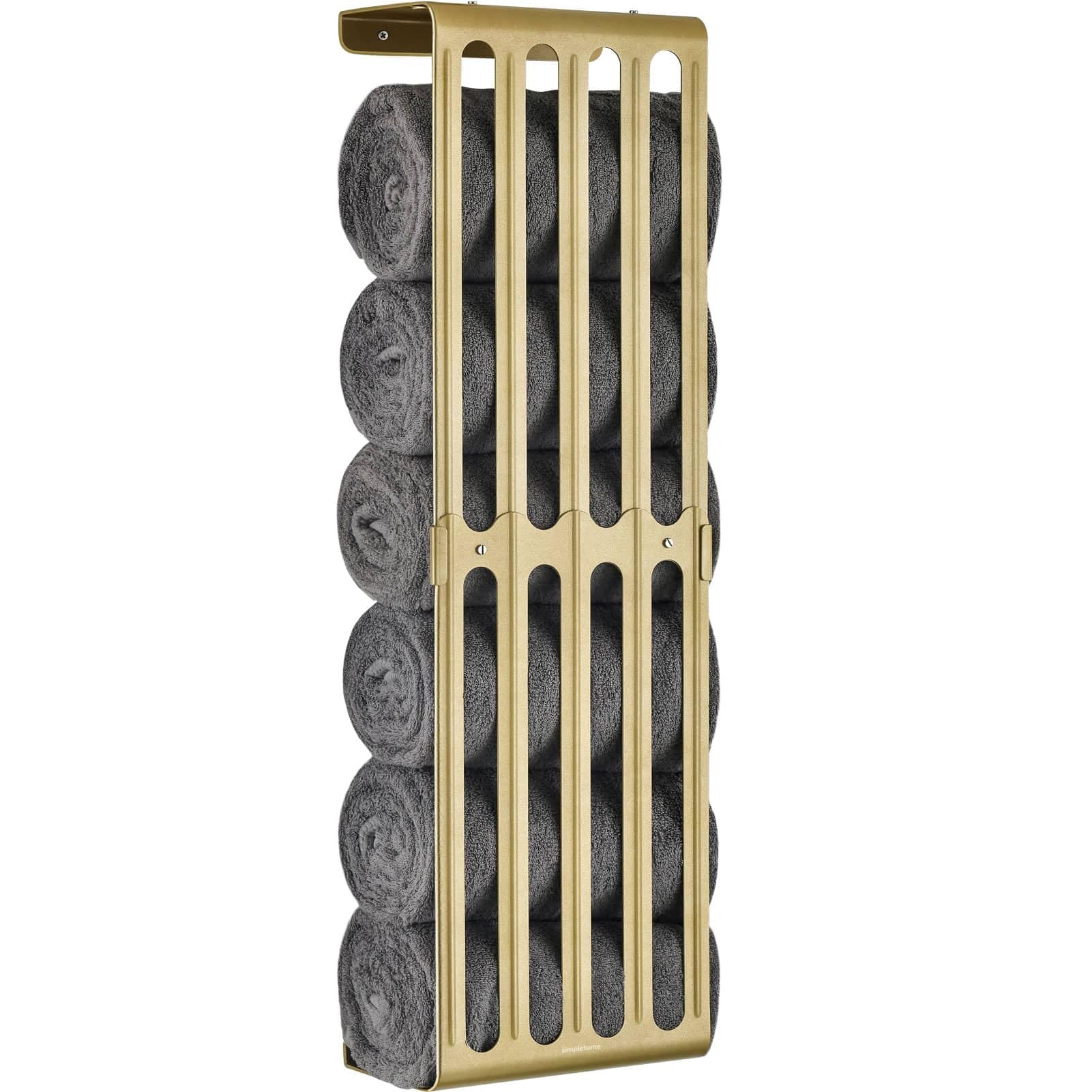 simpletome Adjustable Wall Mount Towel Storage Rack - Carbon Steel Gold